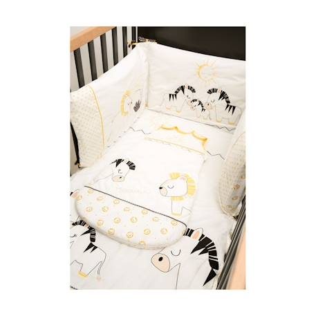 Tour de lit en coton - pluche et pompon Blanc 3 - vertbaudet enfant 