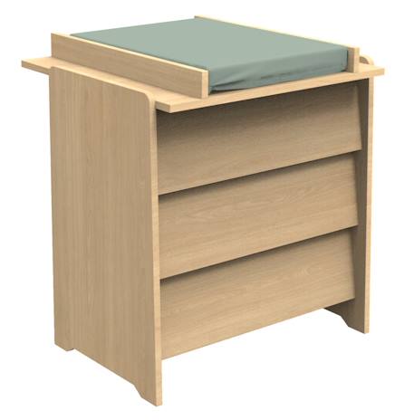 Commode 3 tiroirs façades inclinées en bois décor chêne miel - cannelle Beige+Marron 5 - vertbaudet enfant 