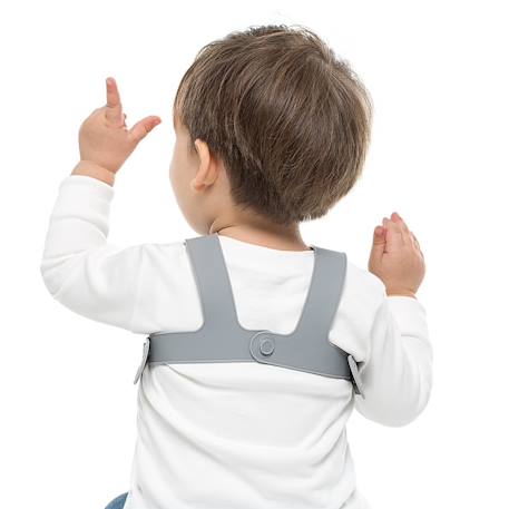 Bavoir récupérateur en silicone Gris+Rose 2 - vertbaudet enfant 