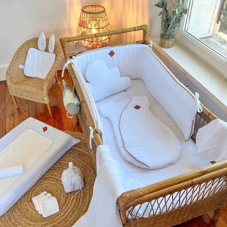 Housse de matelas à langer en gaze de coton jeanne Beige+Blanc+Bleu+Camel+Écru+Gris clair+Terracotta+Vert de gris+Vieux rose 35 - vertbaudet enfant 