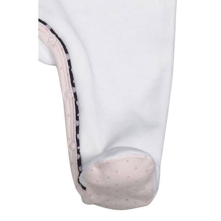Pyjama bébé à manches longues en velours - miss fleur de lune Blanc+Rose 3 - vertbaudet enfant 