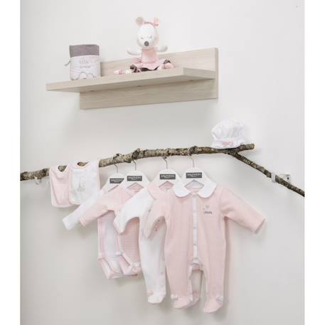 Pyjama bébé à manches longues en velours - lilibelle Blanc+Rose 4 - vertbaudet enfant 