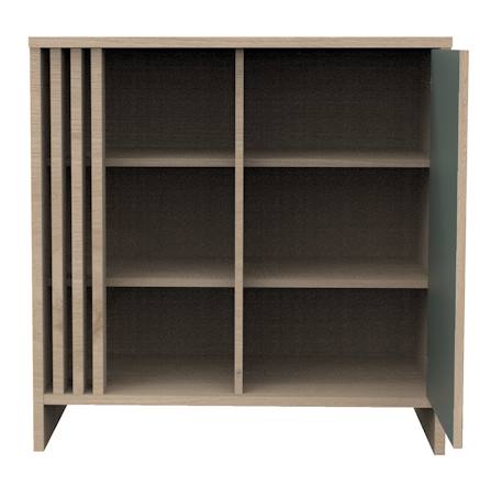 Commode 1 porte colorée et 3 niches avec claustra en bois décor chêne suave - tokyo Blanc/marron+Rouge/marron+Vert/marron 9 - vertbaudet enfant 