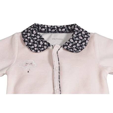 Pyjama bébé à manches longues en velours - miss fleur de lune Blanc+Rose 7 - vertbaudet enfant 