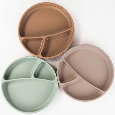 Assiette bébé à ventouse en silicone Caramel+Jaune+Rose clair+Terracotta 19 - vertbaudet enfant 