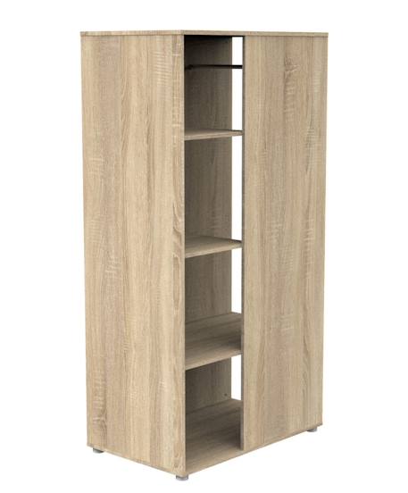 Meuble de rangement avec étagères et penderie en décor bois - up Gris+Marron 8 - vertbaudet enfant 