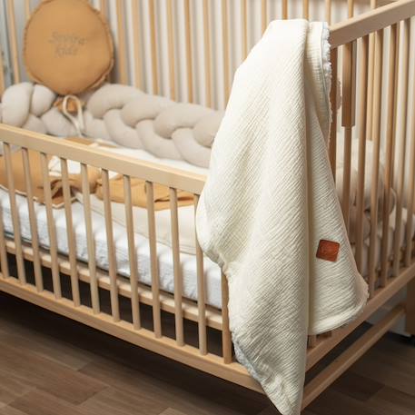 Couverture en gaze de coton et sherpa jeanne Beige+Blanc à pois or+Bleu+Camel+Camel à pois or+Écru+Gris+Rose+Terracotta+Vert à pois or+Vert de gris 25 - vertbaudet enfant 