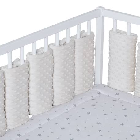 Tour de lit modulable 10 pièces extra doux minky Bleu+Écru+Gris+Rose 7 - vertbaudet enfant 