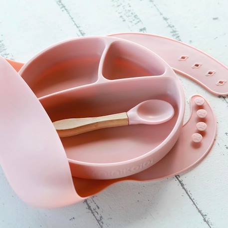 Assiette bébé à ventouse en silicone Caramel+Jaune+Rose clair+Terracotta 15 - vertbaudet enfant 