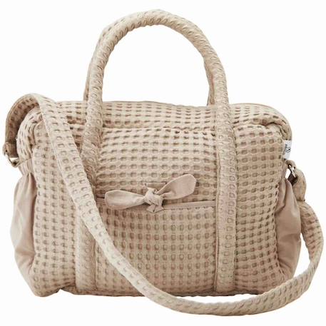 Sac à langer en coton gaufré Beige+Gris 1 - vertbaudet enfant 