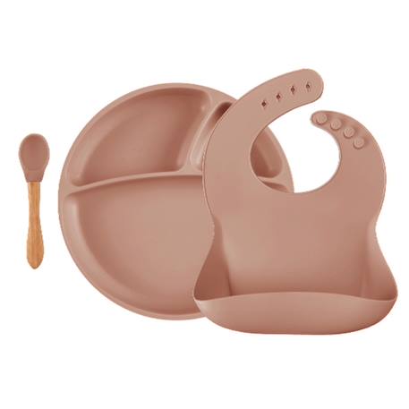 Coffret repas comme un grand assiette cuillère bavoir Caramel+Nude+Rose clair+Terracotta+Vert amande 1 - vertbaudet enfant 