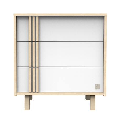 Commode 3 tiroirs en décor chêne velours et avec appliques en bois - nature Blanc 1 - vertbaudet enfant 