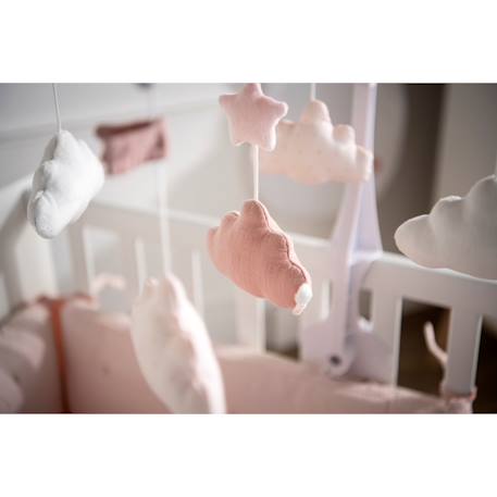 Mobile musical en velours - lily Blanc/bleu+Blanc/gris+Blanc/rose 10 - vertbaudet enfant 