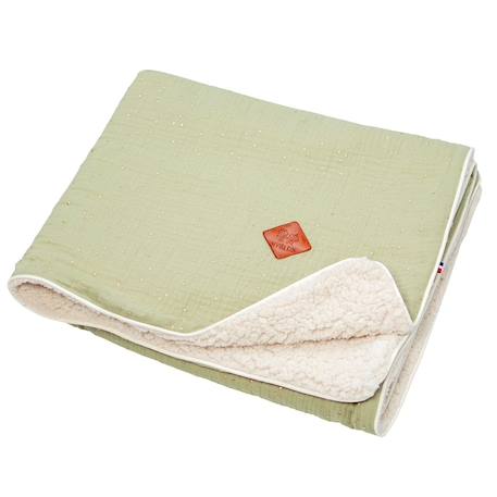 Couverture en gaze de coton et sherpa jeanne Beige+Blanc à pois or+Bleu+Camel+Camel à pois or+Écru+Gris+Rose+Terracotta+Vert à pois or+Vert de gris 43 - vertbaudet enfant 