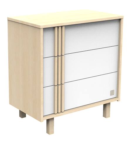 Commode 3 tiroirs en décor chêne velours et avec appliques en bois - nature Blanc 2 - vertbaudet enfant 