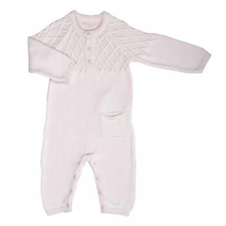 Combinaison bébé en tricot de coton bio loan Bleu+Écru 4 - vertbaudet enfant 