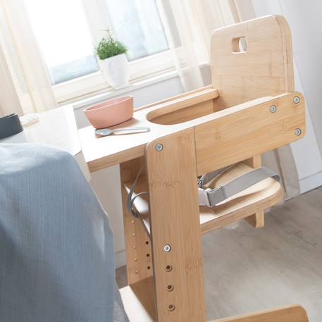 Chaise haute évolutive en bambou fsc® avec plateau repas nature up Anthracite - naturel+Blanc - naturel+Bois naturel 16 - vertbaudet enfant 