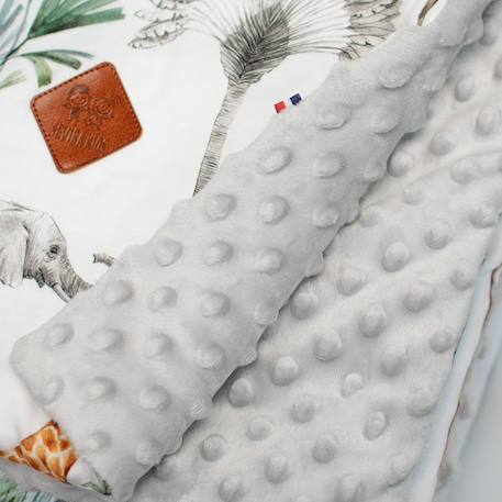 Couverture réversible en minky safari Gris+Vert 6 - vertbaudet enfant 