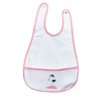 Bavoir plastifié avec récupérateur - miss fleur de lune Blanc+Rose/blanc 5 - vertbaudet enfant 