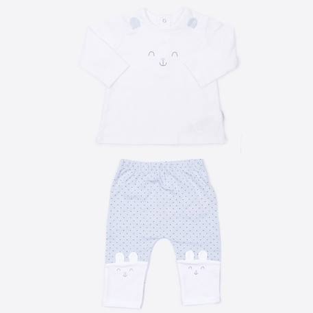 Pyjama bébé 2 pièces en coton bio lapin Bleu+Rose 2 - vertbaudet enfant 
