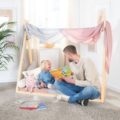 Lit tipi en bambou fsc® pour enfant - lit montessori au sol Naturel 5 - vertbaudet enfant 