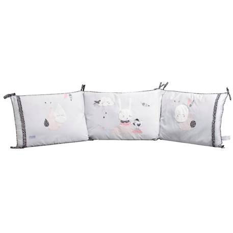 Tour de lit déhoussable en coton - miss fleur de lune Blanc 1 - vertbaudet enfant 