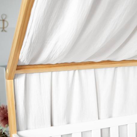 Ciel de lit cabane toile en gaze de coton jeanne 420 x 130 cm Beige+Blanc+Bleu+Camel+Écru+Gris clair+Marron+Rose+Terracotta+Vert de gris 5 - vertbaudet enfant 