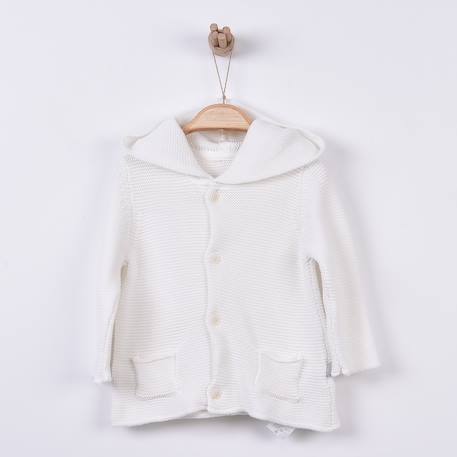 Cardigan bébé à capuche en coton bio gots Écru 3 - vertbaudet enfant 