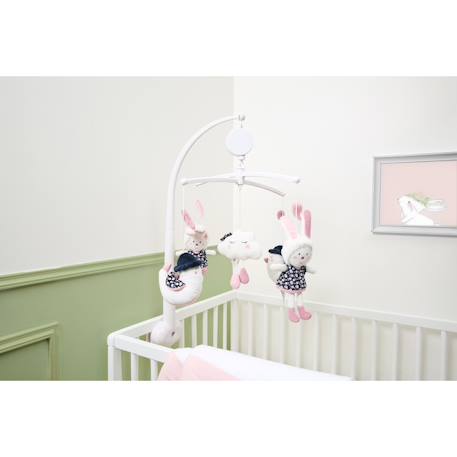 Mobile musical en polyester - miss fleur de lune Blanc 2 - vertbaudet enfant 