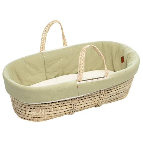 Couffin bébé avec matelas habillage et drap housse pois dorés Blanc à pois or+Camel à pois or+Vert à pois or 11 - vertbaudet enfant 