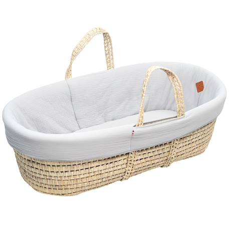 Couffin bébé avec matelas habillage et drap housse jeanne Beige+Blanc+Bleu+Camel+Écru+Gris clair+Rose+Terracotta+Vert de gris 27 - vertbaudet enfant 
