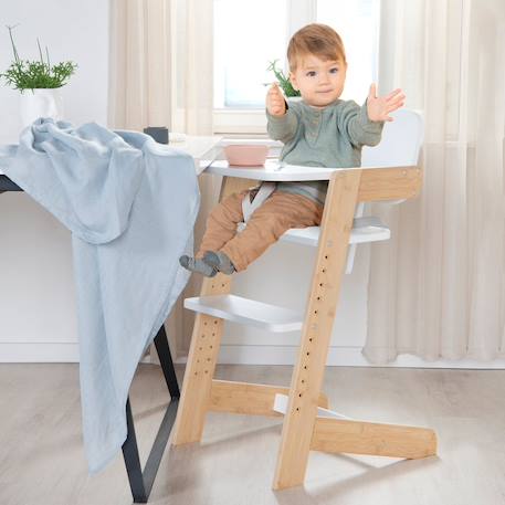 Chaise haute évolutive en bambou fsc® avec plateau repas nature up Anthracite - naturel+Blanc - naturel+Bois naturel 8 - vertbaudet enfant 