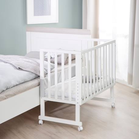 Berceau cododo 3en1 avec matelas et barrière safe asleep Blanc+Gris taupe 6 - vertbaudet enfant 