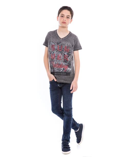 T-shirt col v nogota garçon Bleu marine+Gris foncé 8 - vertbaudet enfant 
