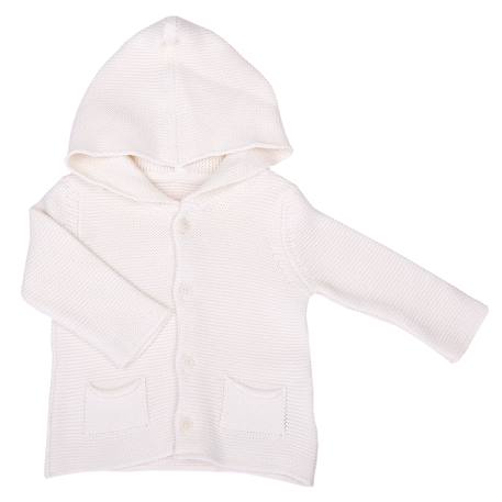 Cardigan bébé à capuche en coton bio gots Écru 1 - vertbaudet enfant 