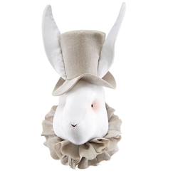 Linge de maison et décoration-Décoration-Trophée mural monsieur lapin en lin – décoration chambre bébé enfant