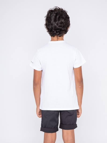 T-shirt col rond pur coton motifs relief nolibert garçon Blanc+Gris 2 - vertbaudet enfant 