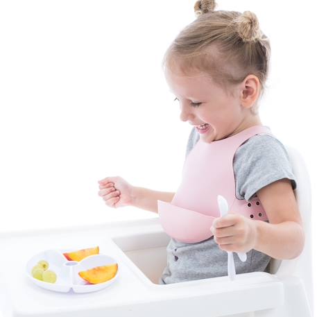 Bavoir récupérateur en silicone Gris+Rose 11 - vertbaudet enfant 