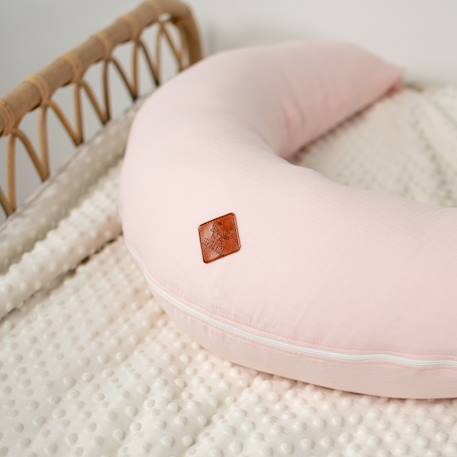 Coussin de maternité et d'allaitement + housse en gaze de coton Beige+Bleu+Rose 14 - vertbaudet enfant 