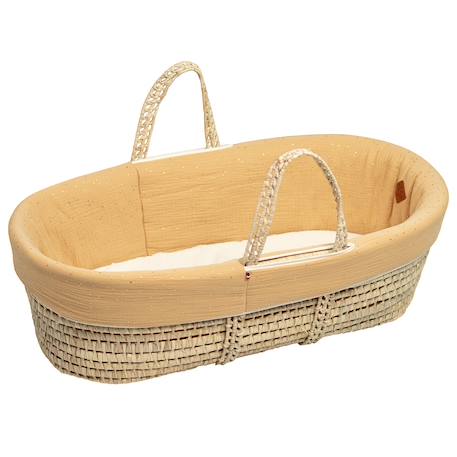 Couffin bébé avec matelas habillage et drap housse pois dorés Blanc à pois or+Camel à pois or+Vert à pois or 7 - vertbaudet enfant 