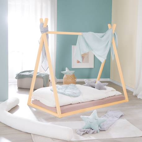 Lit tipi en bambou fsc® pour enfant - lit montessori au sol Naturel 2 - vertbaudet enfant 