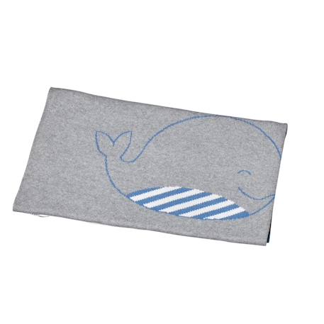 Couverture maille en coton - blue baleine Gris 1 - vertbaudet enfant 