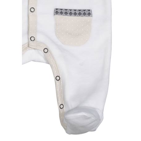 Pyjama bébé à manches longues en velours - timouki Beige+Blanc 6 - vertbaudet enfant 