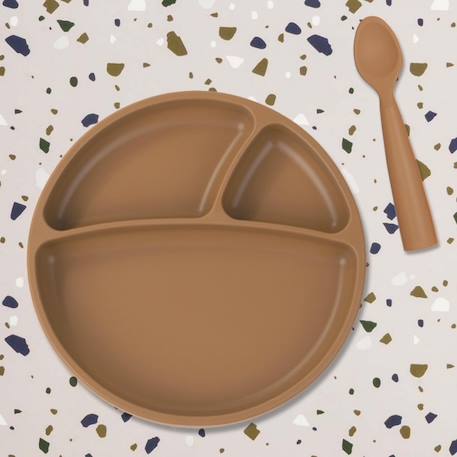 Cuillère bébé en  silicone Bleu marine+Caramel+Gris+Terracotta+Vert amande 9 - vertbaudet enfant 