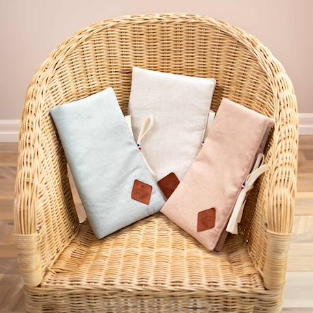 Protège carnet de santé en lin Beige+Écru+Pêche+Vert de gris 12 - vertbaudet enfant 