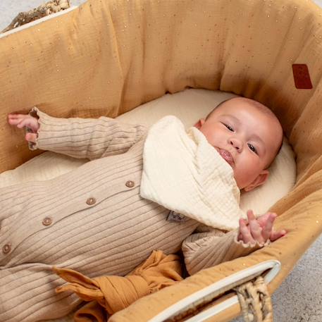 Bavoir bandana gaze de coton jeanne Beige+Blanc+Blanc à pois or+Bleu+Camel+Écru+Gris clair+Terracotta+Vert de gris+Vieux rose 42 - vertbaudet enfant 