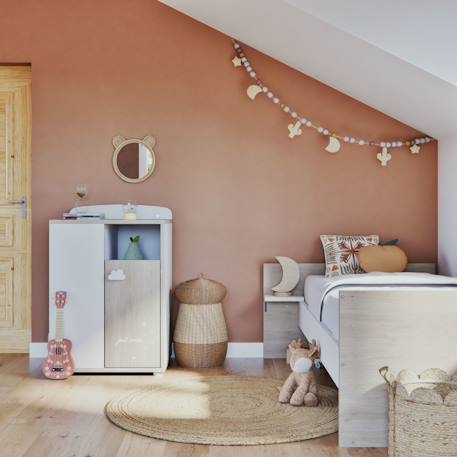 Lit bébé combiné evolutif en bois - smile Blanc+Gris 6 - vertbaudet enfant 