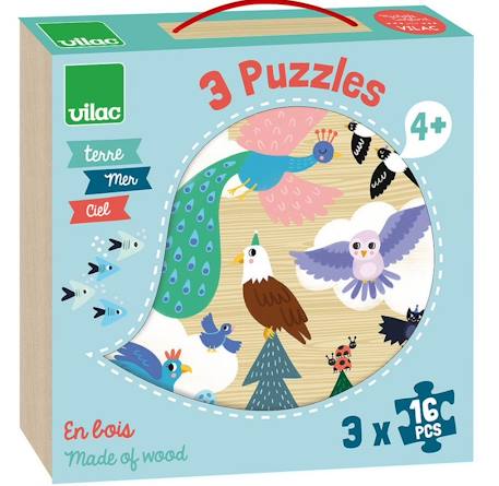 3 puzzles terre mer ciel Bleu 1 - vertbaudet enfant 
