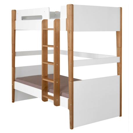 Lit superposé modulable bois massif romy Blanc et bois 3 - vertbaudet enfant 