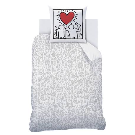 Parure de lit imprimée 100% coton, keith haring red love Blanc/rouge 4 - vertbaudet enfant 